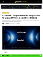 Coinbase Completes Deribit Acquisition to Expand Crypto Derivatives Trading - CoinCentral