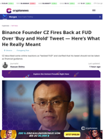 Binance CEO CZ Clarifies ‘Buy and Hold’ Tweet Amid FUD