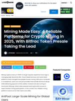 Mining Made Easy: 4 Reliable Platforms for Crypto Mining in 2025, With Bitfrac Token Presale Taking the Lead | Live Bitcoin News