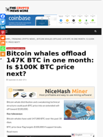 Bitcoin whales offload 147K BTC in one month: Is $100K BTC price next? - The Crypto News Wire