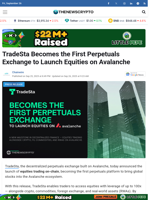 TradeSta Becomes the First Perpetuals Exchange to Launch Equities on Avalanche - TheNewsCrypto