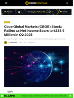 Cboe Global Markets (CBOE) Stock: Rallies as Net Income Soars to $233.9 Million in Q2 2025