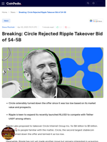 Breaking: Circle Rejected Ripple Takeover Bid of $4-5B