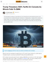 Trump Threatens 100% Tariffs On Canada As Bitcoin Falls To $88K
