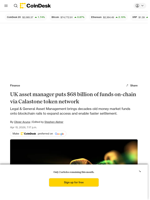 Asset manager L&G brings its $68 billion money market funds onchain via Calastone