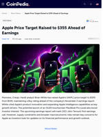 Apple Price Target Raised to $355 Ahead of Earnings