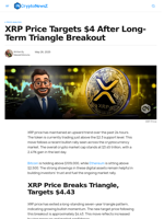 XRP Price Targets $4 After Long-Term Triangle Breakout