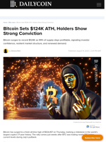 Bitcoin Sets $124K ATH, Holders Show Strong Conviction - DailyCoin