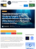 Hyperliquid Volume Spikes, Cardano Targets $1.75, BlockDAG Delivers Real Mining Utility Before Launch, Presale Crosses $410M! | Live Bitcoin News