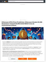 Ethereum (ETH) Price Prediction: Ethereum Breaks $3,500 Resistance Toward $4,000 Amid MACD Cross & Institutional Inflows - Brave New Coin