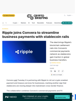 Ripple joins Convera to streamline business payments with stablecoin rails