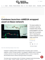Coinbase launches cbMEGA wrapped asset on Base network