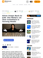 Silver Snaps Back to $38: The Metal's 14-Year Comeback Is Turning Heads – Economics Bitcoin News