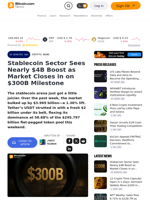 Stablecoin Sector Sees Nearly $4B Boost as Market Closes in on $300B Milestone – Crypto News Bitcoin News