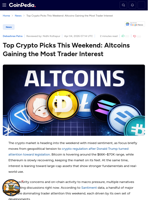 Top Crypto Picks This Weekend: Altcoins Gaining the Most Trader Interest