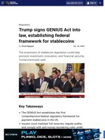Trump signs stablecoin bill: GENIUS Act enacted into law