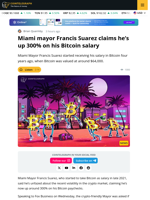 Miami Mayor Francis Suarez Claims He's Up 300% On Bitcoin Paychecks