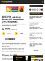 ASTER, HYPE Lead Altcoin Recovery, BTC Bounces Above $100K: Market Watch