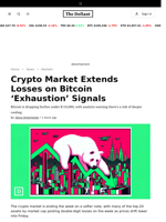 Crypto Market Extends Losses on Bitcoin ‘Exhaustion’ Signals - 