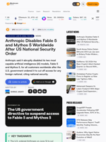 Anthropic Disables Fable 5 and Mythos 5 Worldwide After US National Security Order