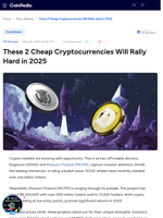 These 2 Cheap Cryptocurrencies Will Rally Hard in 2025 : Dogecoin (DOGE) and Mutuum Finance (MUTM)