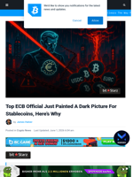 Top ECB Official Just Painted A Dark Picture For Stablecoins, Here's Why | Bitcoinist.com