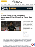 Livano Comenencia surpasses Lewandowski, Ibrahimovic in World Cup goals