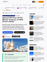 SpaceX IPO Puts 18,712 Bitcoin Treasury on Wall Street’s Radar – Bitcoin News