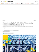 Canaan expands U.S. mining operations with purchase of Cipher’s Texas JV stake