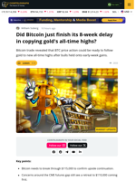 Different This Time? Bitcoin May Be Ready to Follow Gold to Record Highs