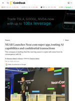 NEAR Launches Near.com super app, touting AI capabilities and confidential transactions