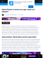 Expert Clarifies: Bitcoin Still Legal Tender In El Salvador?