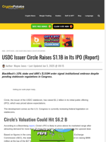 USDC Issuer Circle Raises $1.1B in Its IPO (Report)