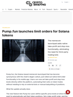 Pump.fun launches limit orders for Solana tokens