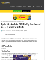 Ripple Price Analysis: XRP Hits Key Resistance at $2.4 – Is a Drop to $2 Next?