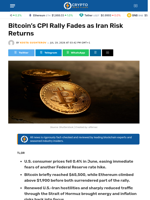 Bitcoin’s CPI Rally Fades as Iran Risk Returns - Crypto News Flash