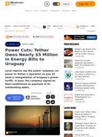 Power Cuts: Tether Owes Nearly $5 Million in Energy Bills to Uruguay – Crypto News Bitcoin News