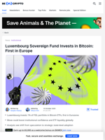 Luxembourg Sovereign Fund Invests in Bitcoin: First in Europe - BeInCrypto