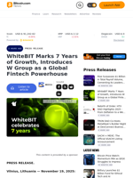 WhiteBIT Marks 7 Years of Growth, Introduces W Group as a Global Fintech Powerhouse – Press release Bitcoin News