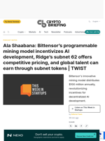 Ala Shaabana: Bittensor's programmable mining model incentivizes AI development, Ridge's subnet 62 offers competitive pricing, and global talent can earn through subnet tokens | TWIST
