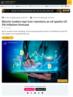 Bitcoin Can Hit $74,000 Despite Iran Tensions, Trader Predicts