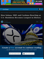 How Solana, XRP, and Cardano Reacting as U.S. Shutdown Becomes Longest in History