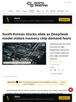 South Korean stocks slide as DeepSeek model stokes memory chip demand fears
