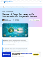 House of Doge and Paxos Link to Boost Dogecoin Adoption