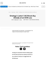 Strategy’s Latest 1,142 Bitcoin Buy Already at an $11M Loss