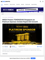 WEEX Powers TOKEN2049 Singapore as Platinum Sponsor