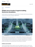 NVIDIA shows frontier AI agents building Omniverse simulations - Blockchain.News