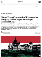 'Short-Term Contraction' Expected as Hungary Adds Crypto Trading to Criminal Code - Decrypt