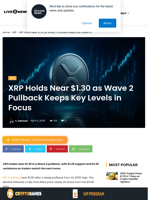 XRP Holds $1.30 as Wave 2 Pullback Unfolds