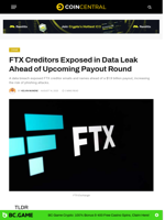 FTX Creditors Exposed in Data Leak Ahead of Upcoming Payout Round